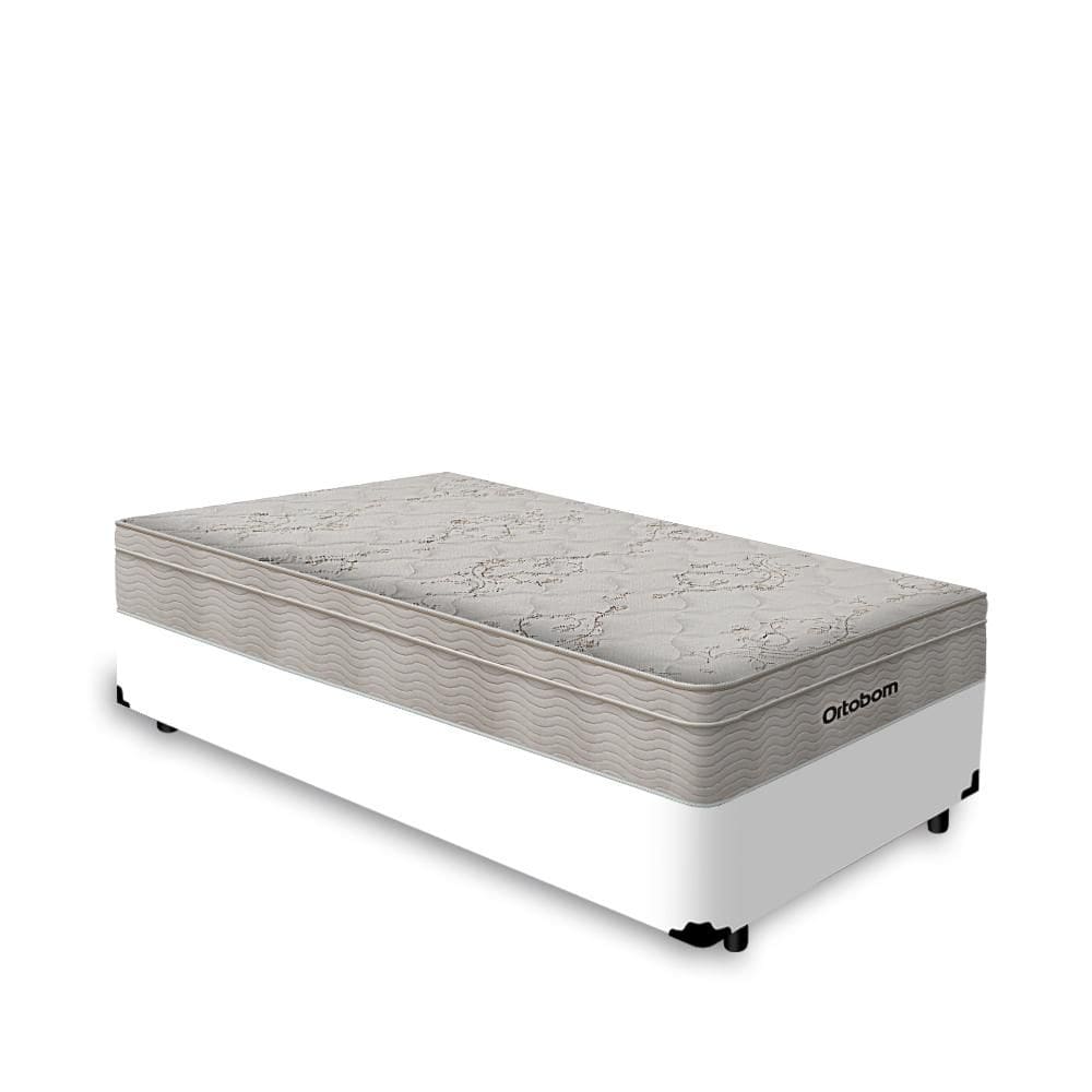 Cama Box Solteiro Branca + Colchão De Molas Ensacadas - Ortobom - AirTech SpringPocket 88x188x60cm