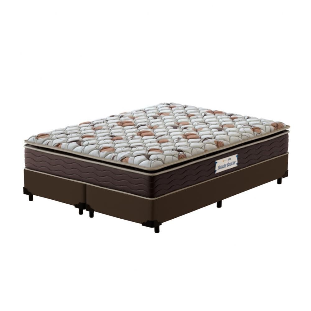 Cama Box Queen Marrom + Colchão de Espuma D45 - Probel - Guarda-Costas ProForce Plus 158x198x63cm