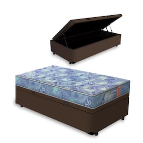 Cama Box com Baú Solteiro Marrom + Colchão de Espuma D20 - Gazin - Supreme 78x188x47cm