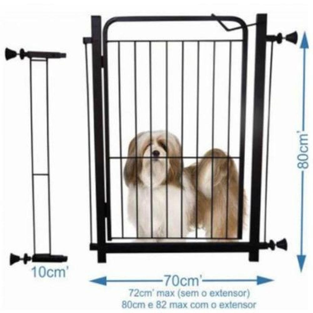 Portão Para Pet Aramado Com Prolongador 10Cm Preto Aço Mix
