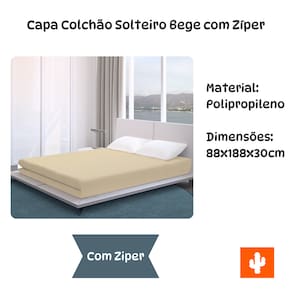 Capa Colchão Solteiro Bege com Zíper