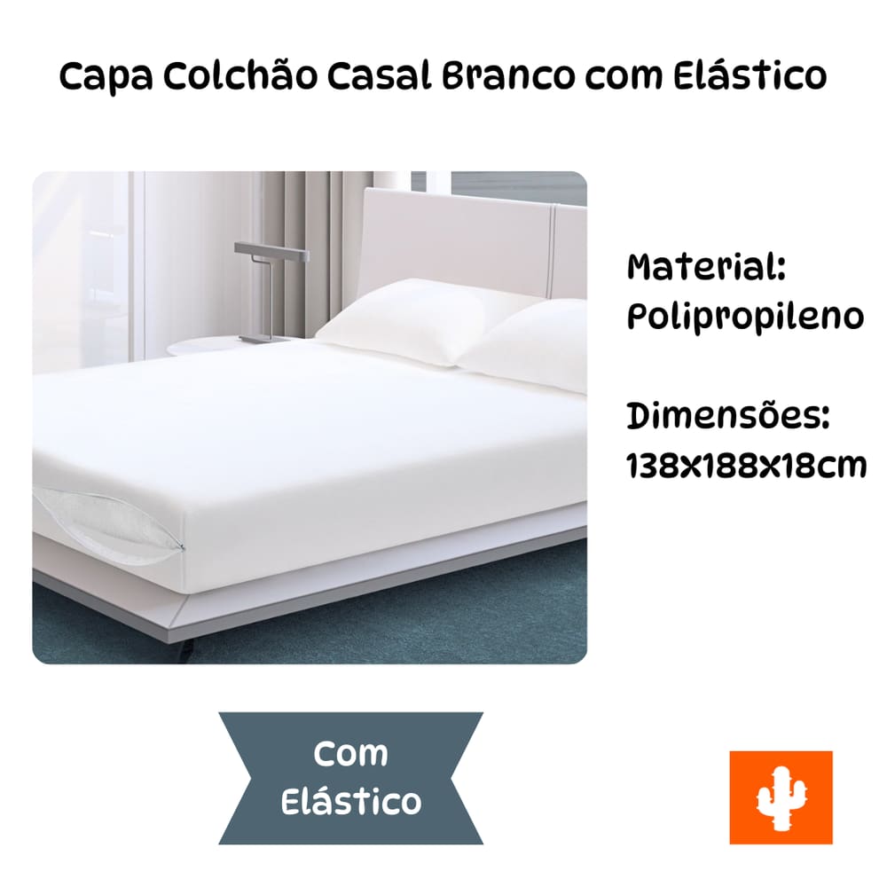 Capa Colchão Casal Branco com Elástico