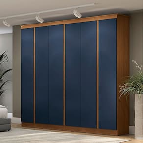 Guarda-Roupa Casal 6 Portas 3 Gavetas R583 Canela/Azul - Kappesberg
