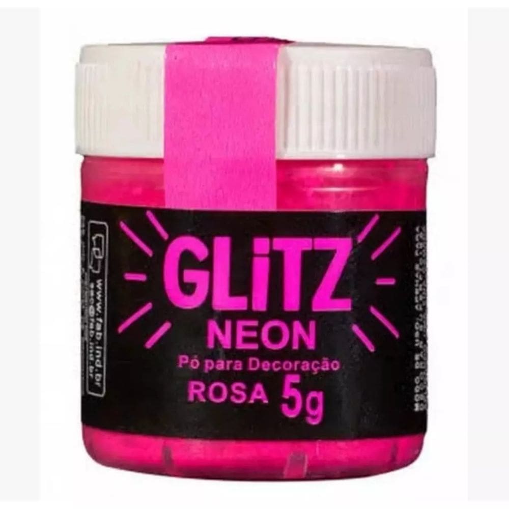 Corante Pó GLITZ NEON Para Decoração - Brilha na Luz Negra Glitz Rosa