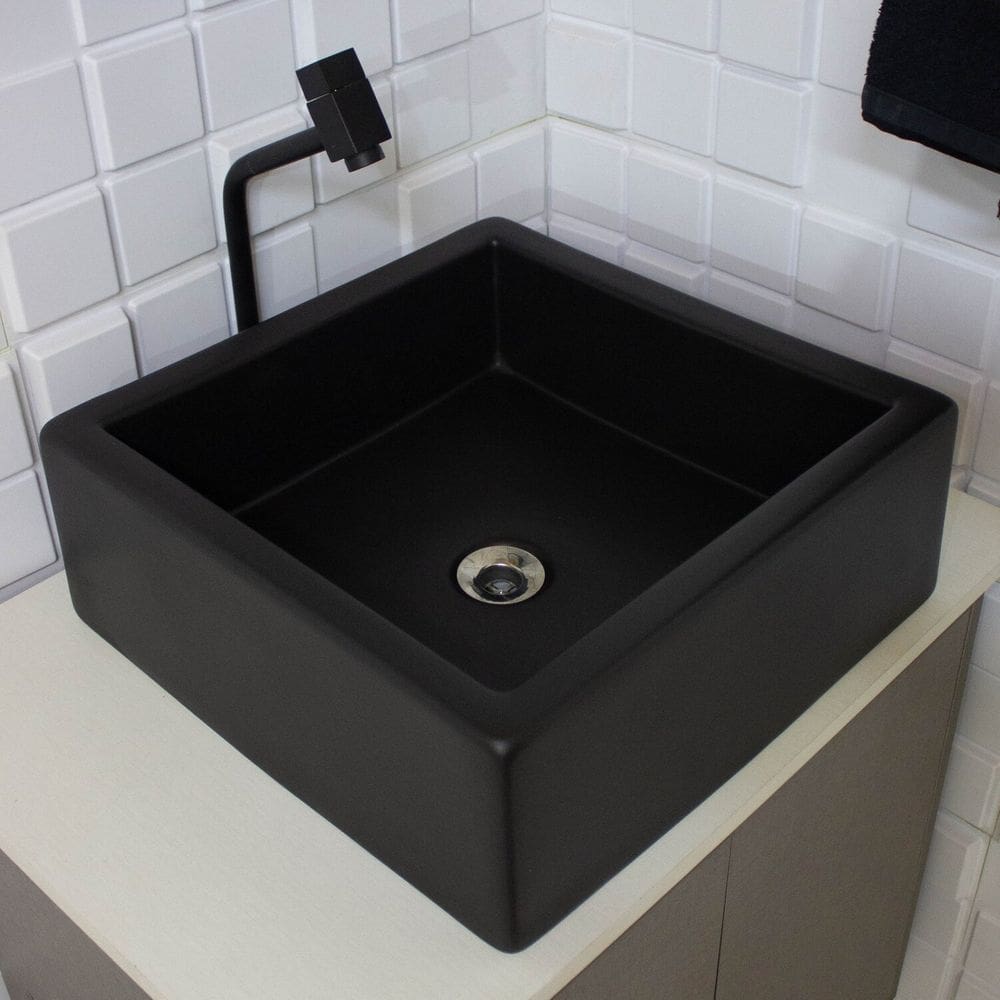 Cuba de Apoio Quadra 40cm X 4cm 15cm Preto Fosco