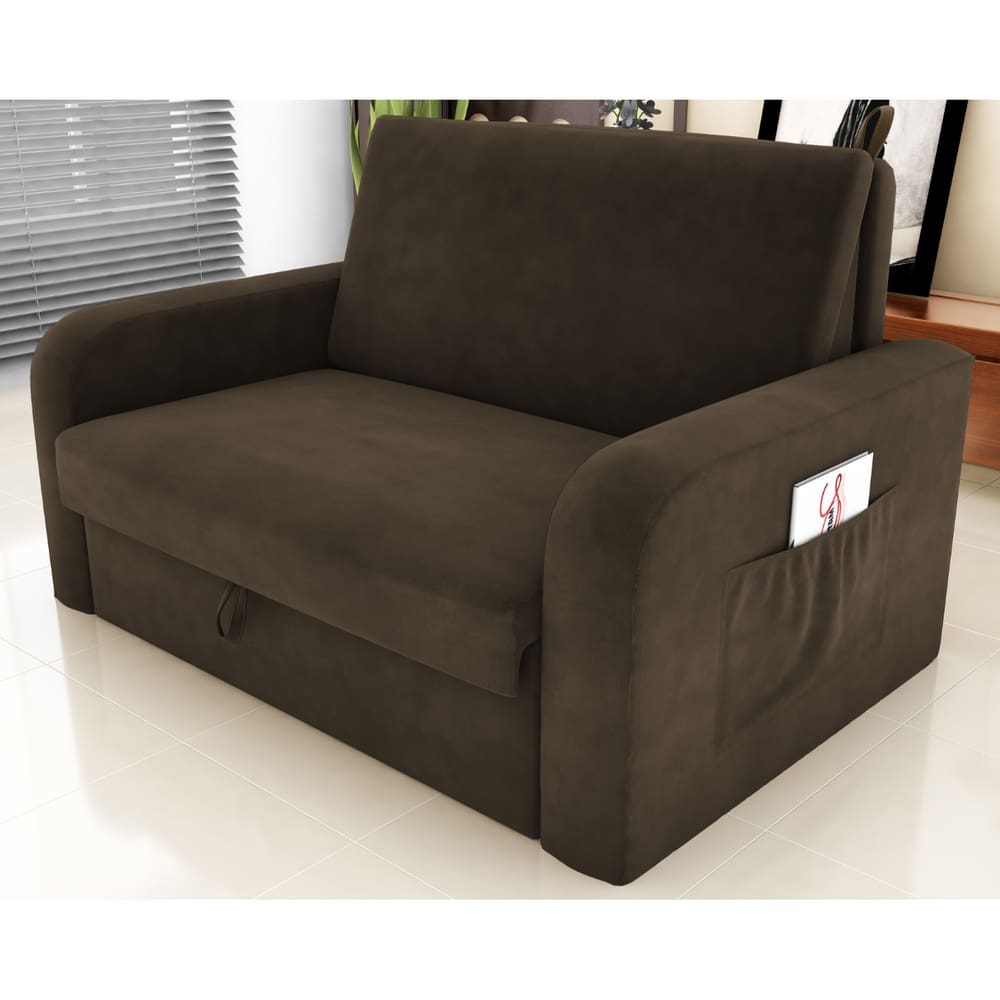 Sofá Cama com Baú 2 Lugares Harry Suede Cappuccino