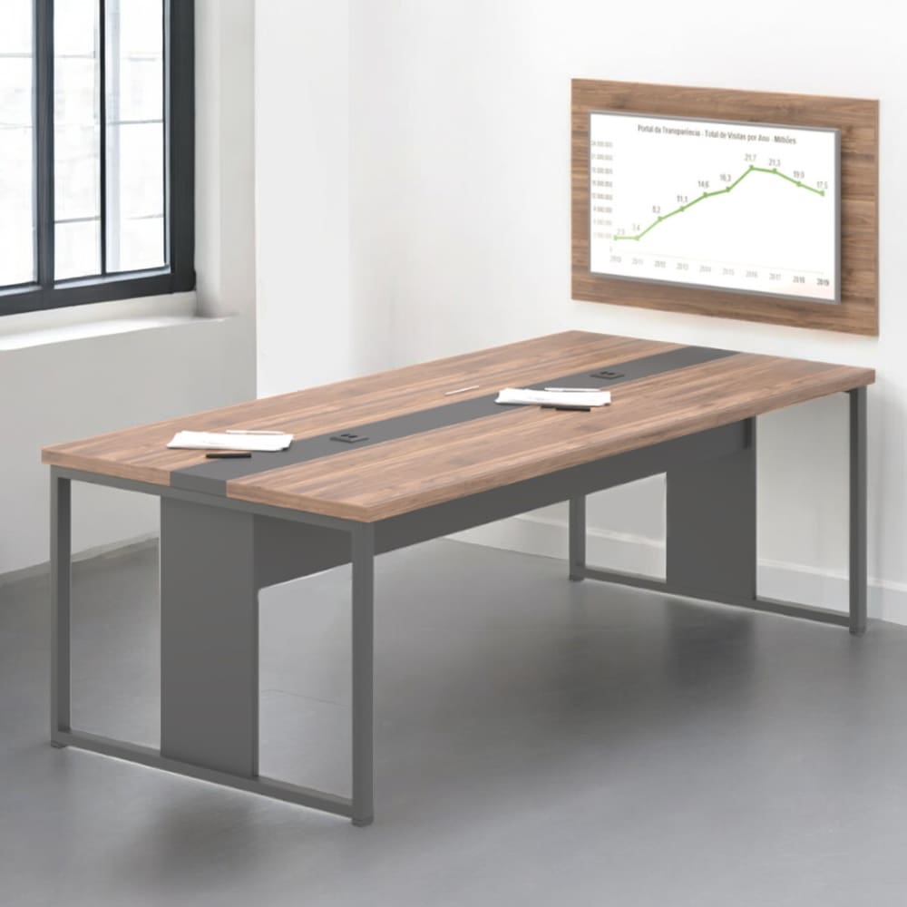 Mesa para Escritório Com Painel TV 40” Lisboa Noce Preto