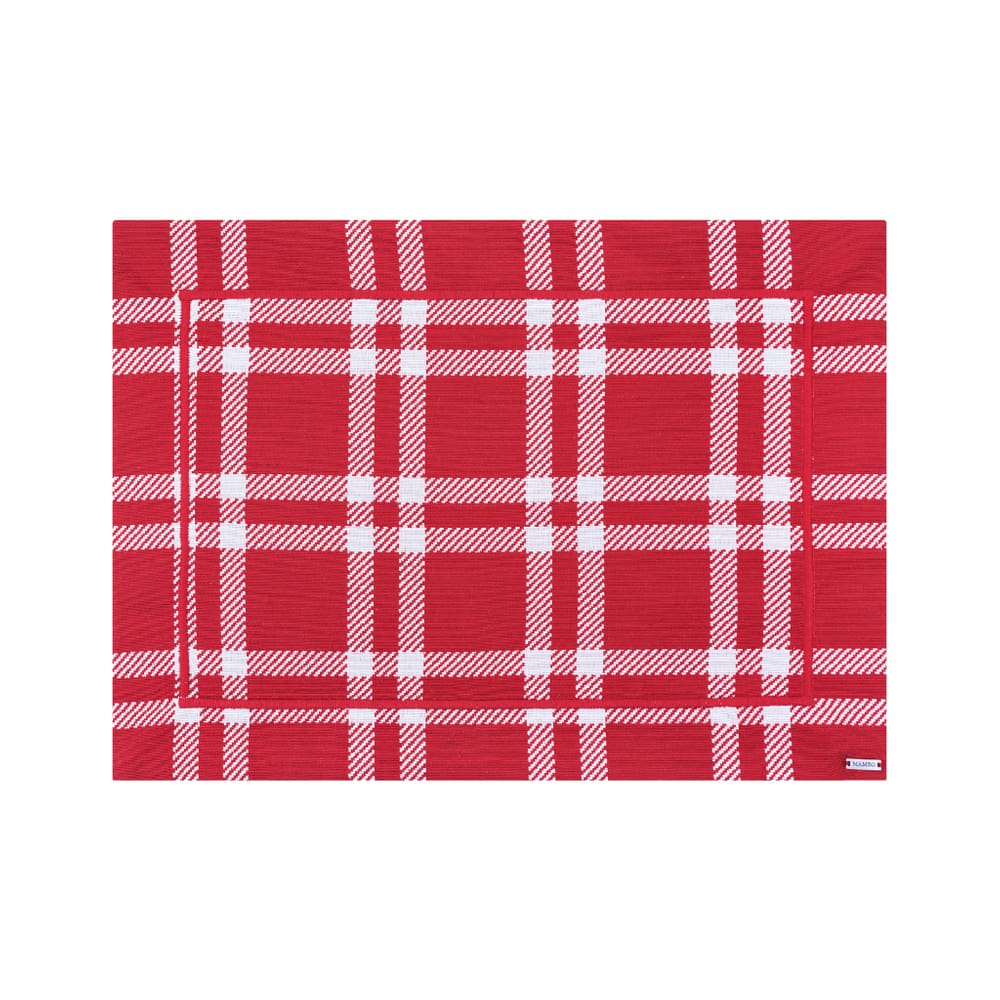 Lugar Americano Em Tecido Jacquard Contorno Bordado 50x36cm Mameg Xadrez Angeline