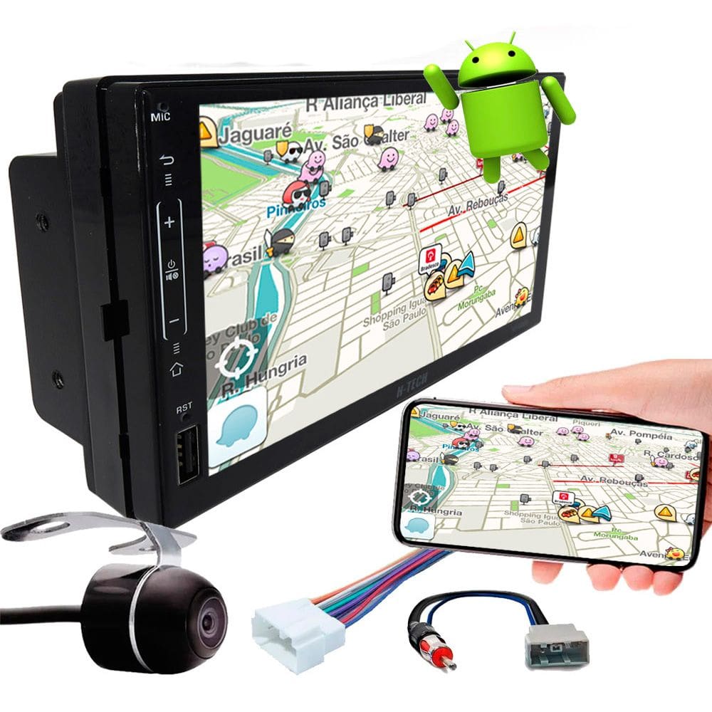 Multimídia 7" Polegadas Android Tiida Todos os Modelos Espelhamento GPS Bluetooth USB SD Card + Chicotes + Câmera Ré