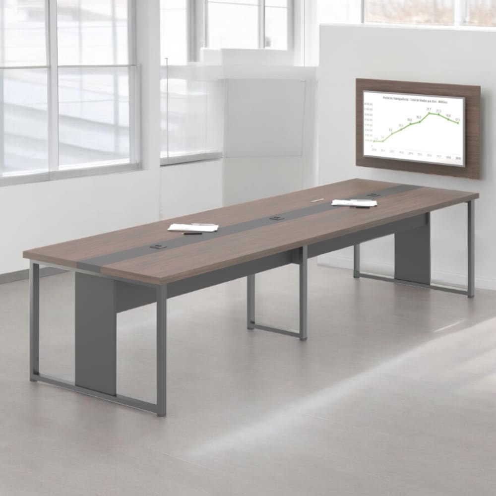 Mesa de Reunião com Painel de TV 40” Houston Freijó Preto