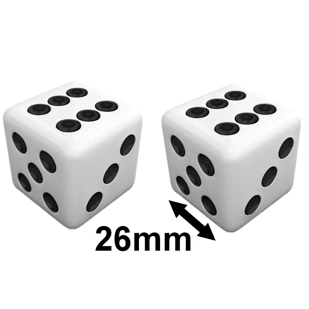 2 Jogo De Dado 26mm (2,6cm) Branco - EJ Games