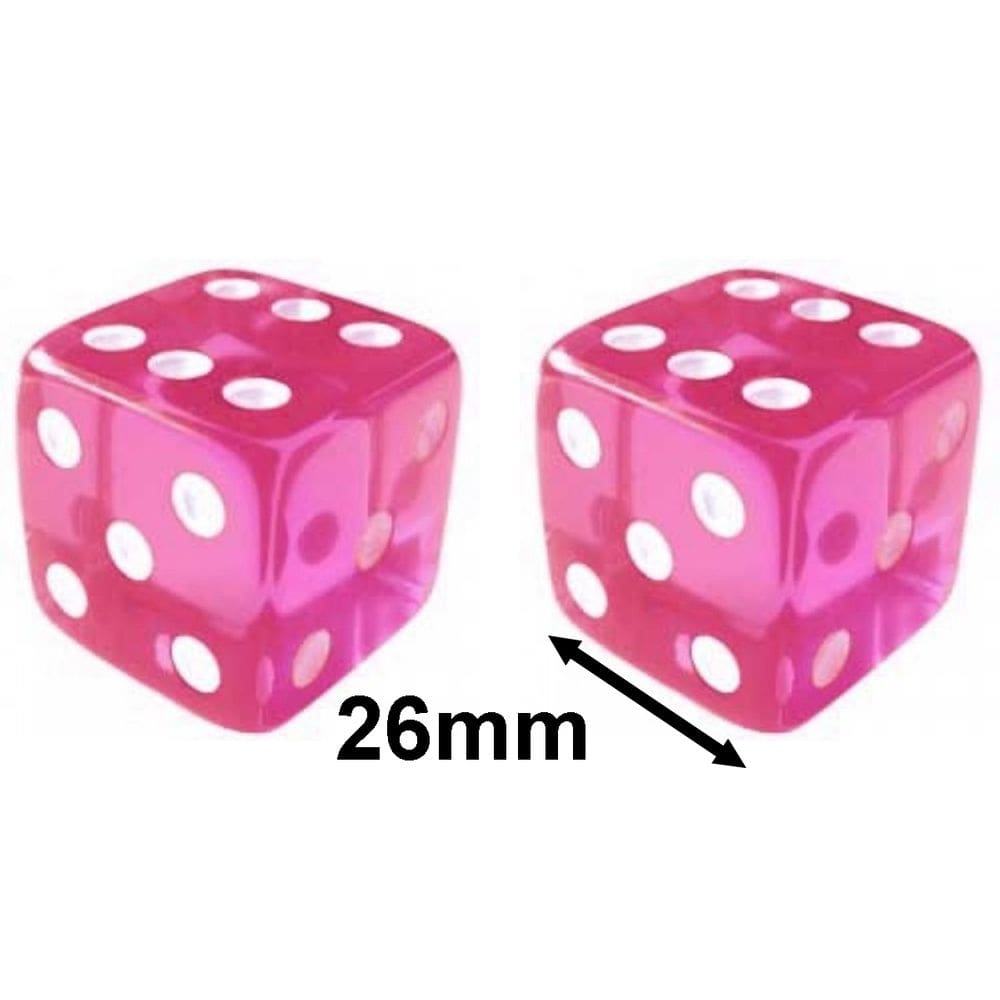 2 Jogo De Dado 26mm (2,6cm) Rosa Translúcido - EJ Games