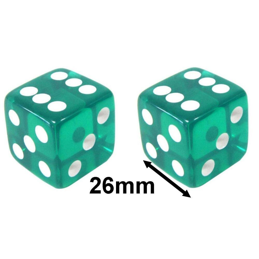 2 Jogo De Dado 26mm (2,6cm) Verde Translúcido - EJ Games