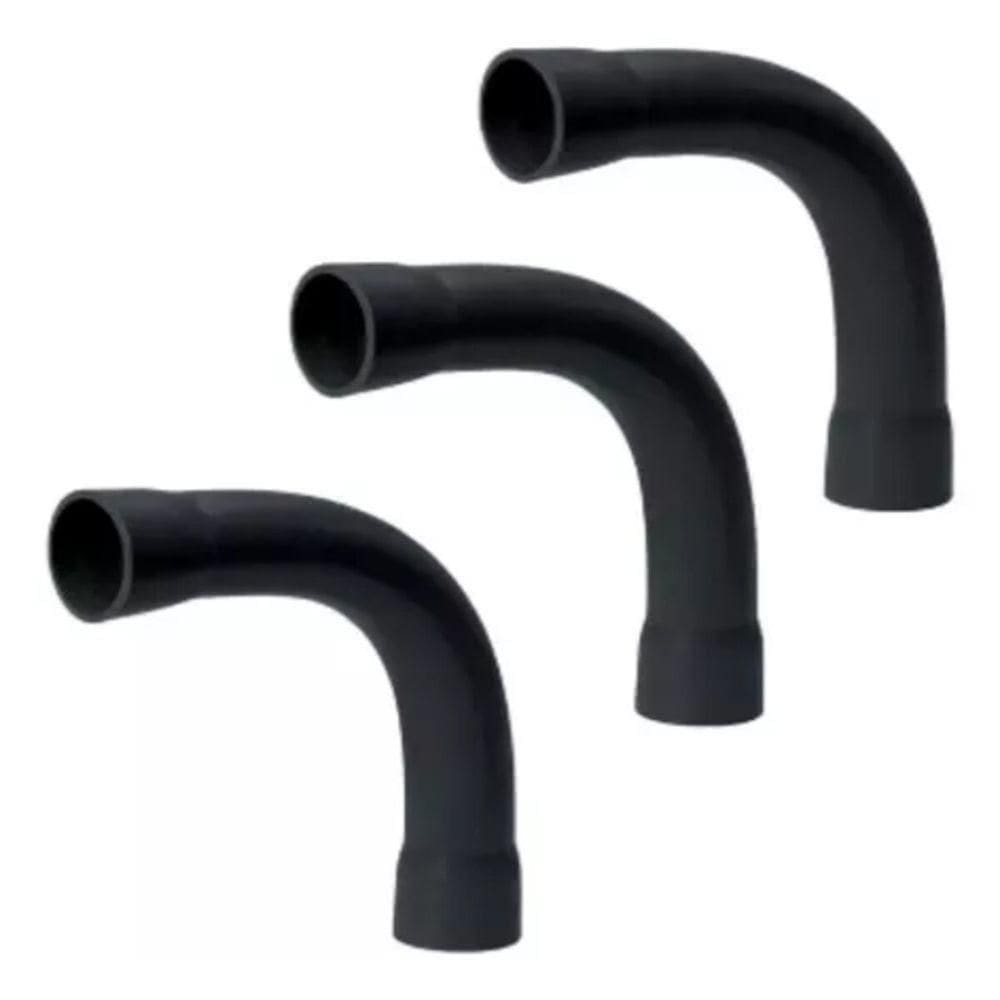 Kit 3 Unidades Curva 90° Com Luva Conduite Eletrotuto 3-4 Preto