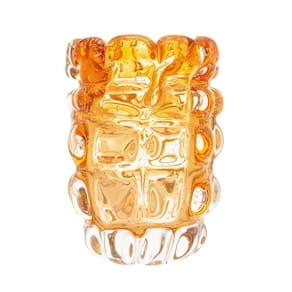 Vaso De Vidro Murano Italy Ambar Lyor 17x12cm