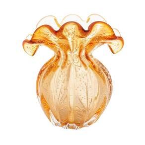 Vaso De Vidro Murano Italy Ambar Lyor 14x11x13,5cm