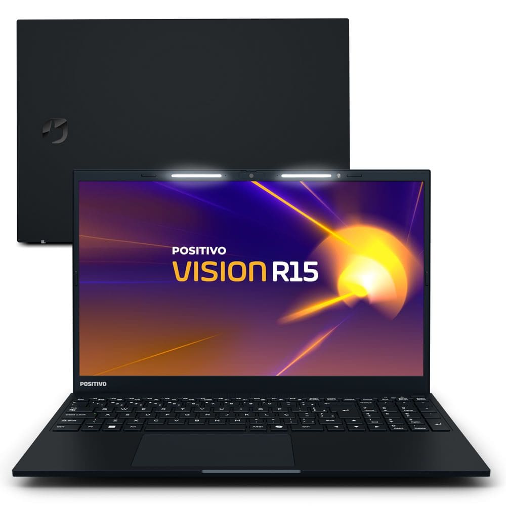 Notebook Positivo Vision R15 AMD® Ryzen 7-5700U Linux 16GB RAM 512GB SSD 15.6” IPS Full HD Lumina Bar - Preto