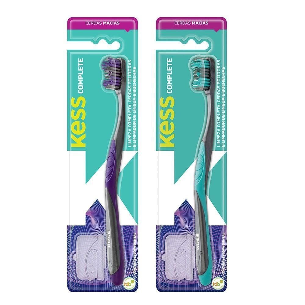 Escova Dental C- Porta Escova Complete Cerdas Macias Kess