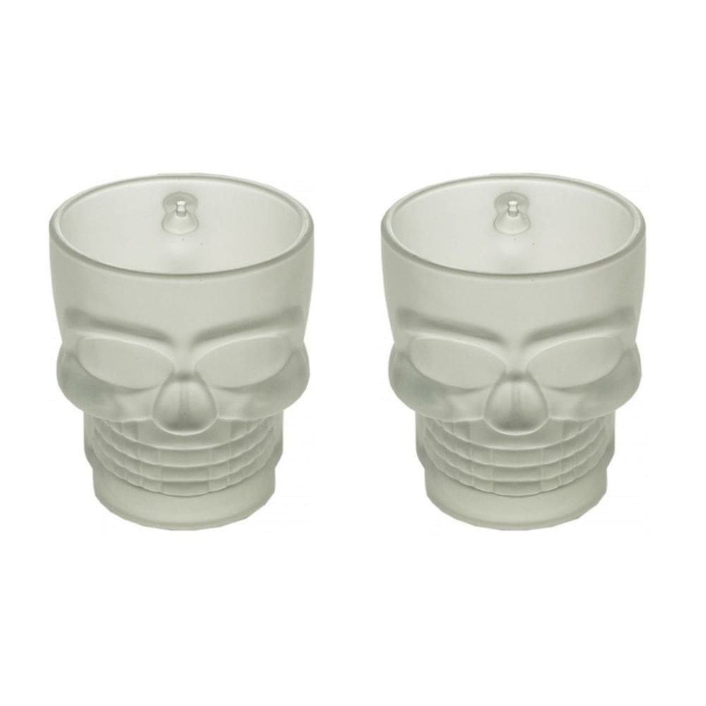 Kit 2 Canecas Vidro Fosco Caveira Rock Chopp Cerveja 510Ml