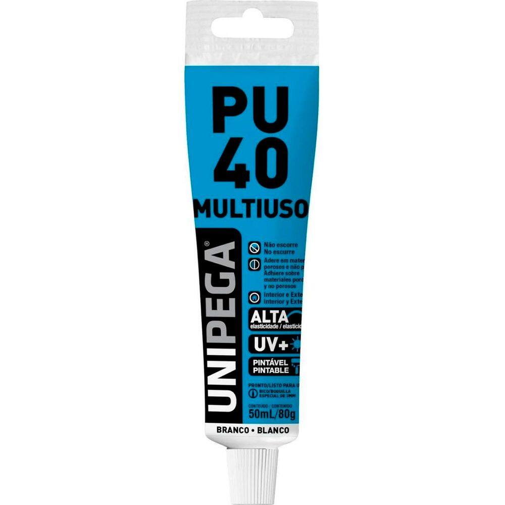 Adesivo Selante Poliuretano Pu40 80g Cinza - Unipega