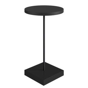 Mesa Lateral Redonda Artesano 35 cm (Larg) Tampo e Base MDP Preto c/ Tubo Metálico Aço Carbono Preto
