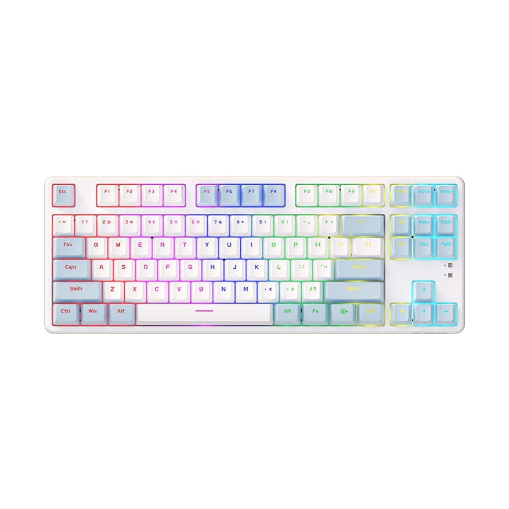 Teclado mecânico com fio AK873 Teclas completas Hot Swappabl Branco M