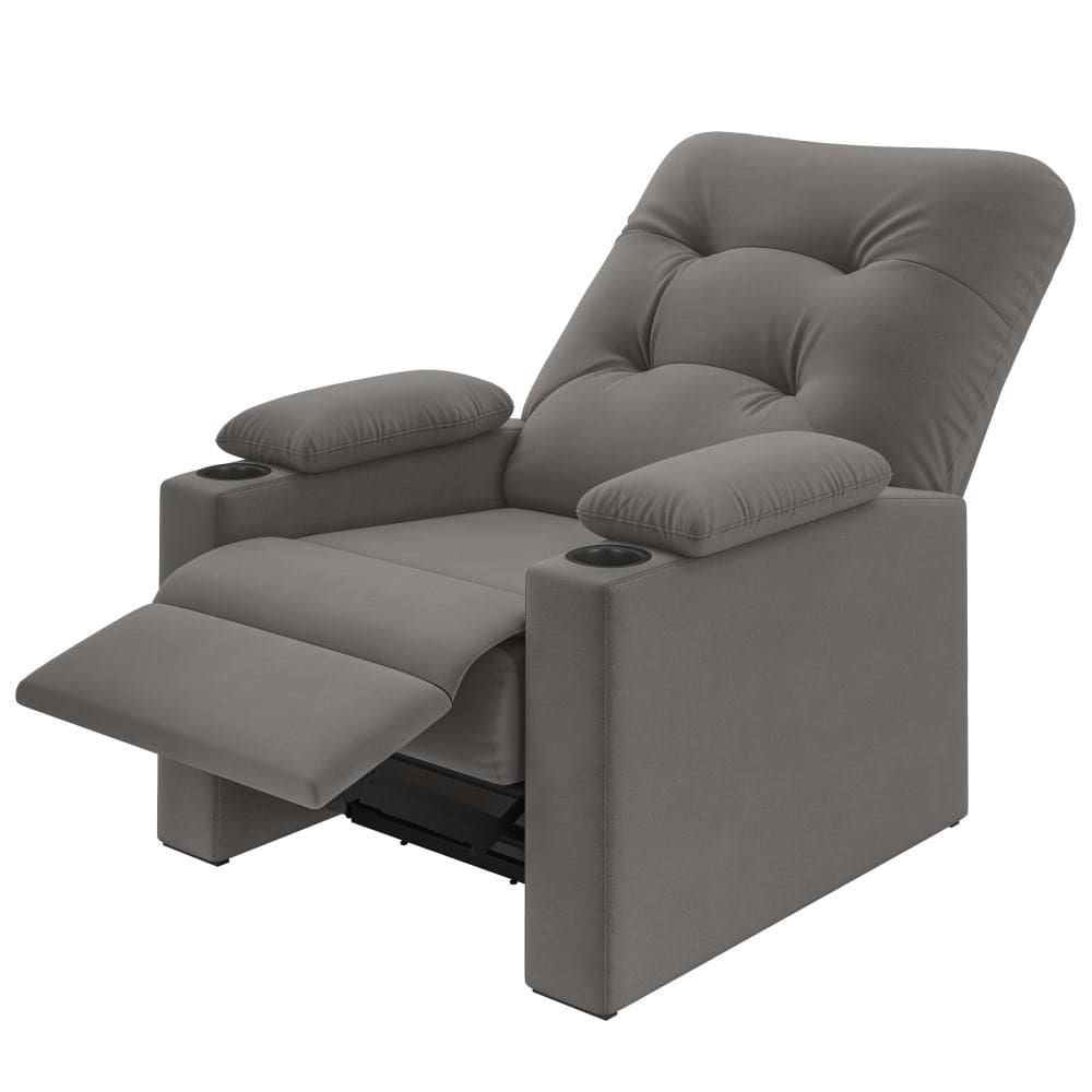 Poltrona do Papai Reclinável para Sala Besthouse Coimbra Veludo Cinza