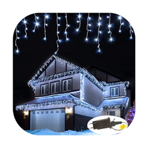 Cascata 350 Led Fixo Prova D`água 31v Bivolt Fio Branco 10m Uso Externo Natal