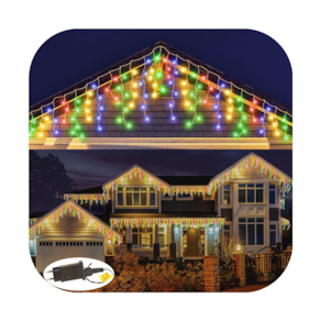 Cascata 350 Led 8 Funções Prova D`água Colorido 31v Bivolt Fio Branco 10m Uso Externo Natal