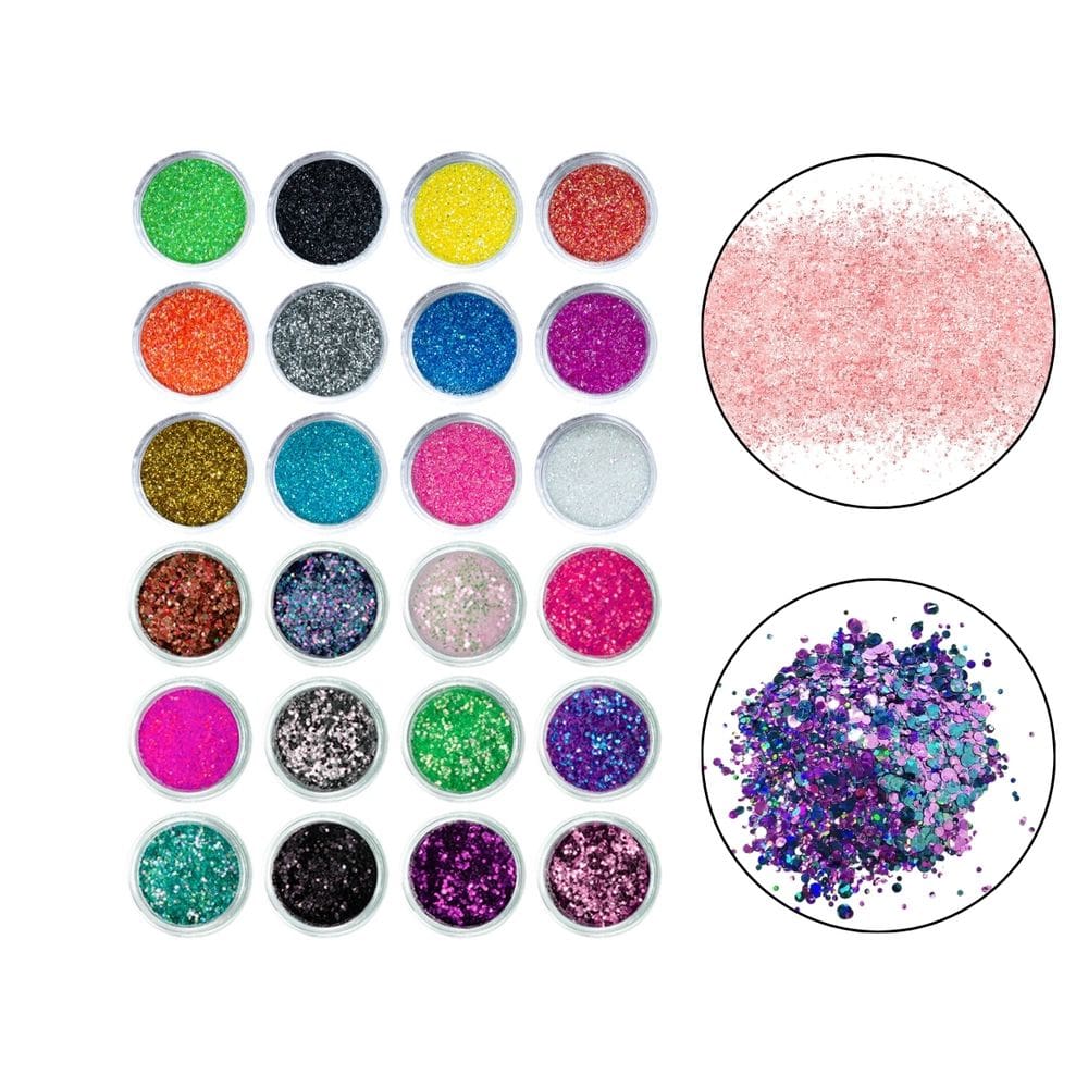 Kit 24 Glitters Fino Flocado Decoração Design Unhas Manicure