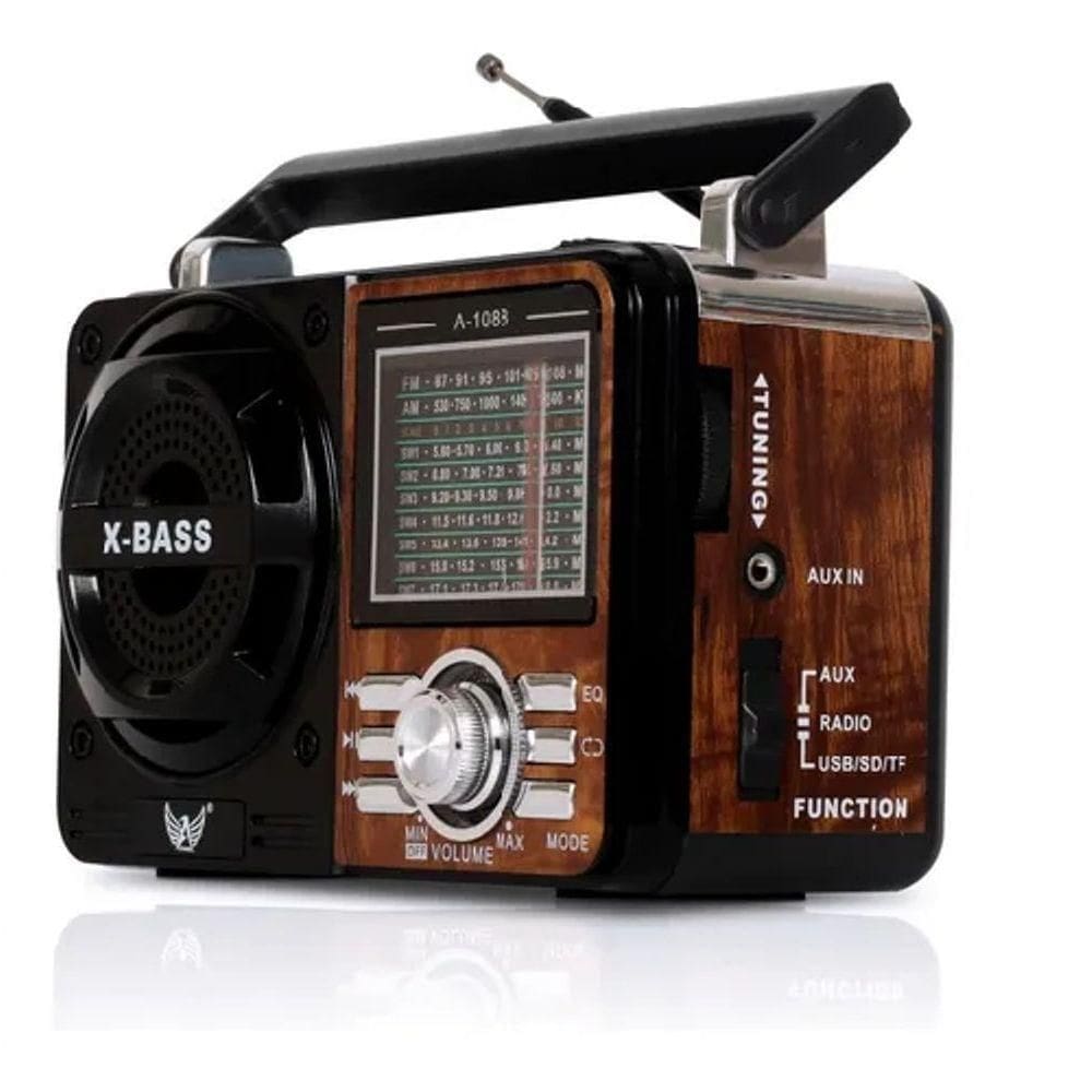 Radio Retro Bluetooth Am Fm Usb Sd Recarregável Portátil Xbass