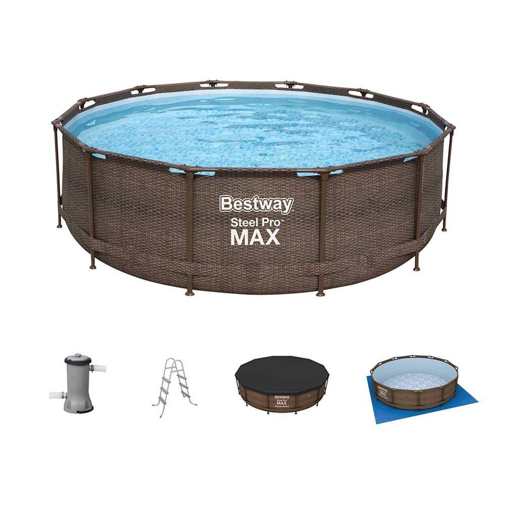 Piscina Estrutural 9150L Circular Deluxe + Filtro + Escada + Capa + Forro Bestway