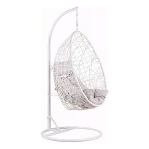 Cadeira De Balanço Suspensa Oval Suporte Rattan Até 120kg
