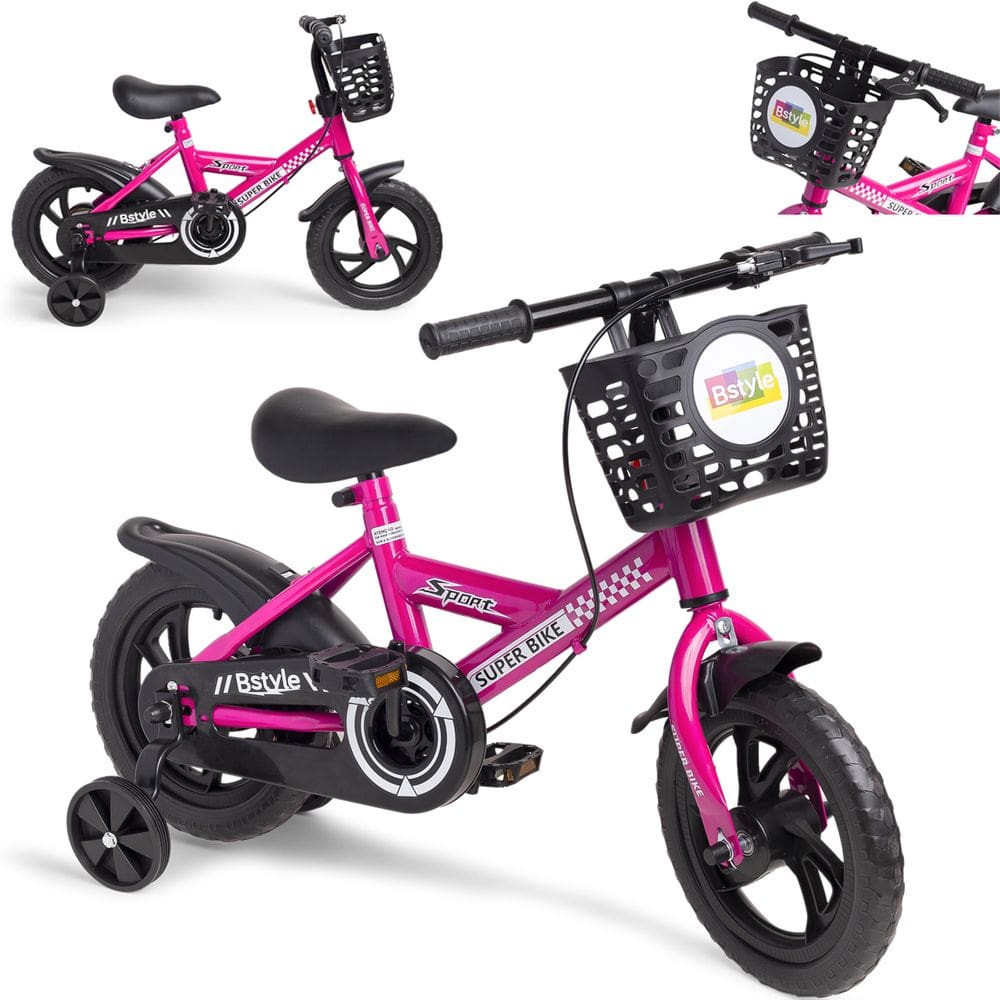 Bicicleta Infantil Aro 12 Rosa Speedy com Rodinhas Removíveis Menina Freio Seguro Presente Cestinha Cesto Diversão e Segurança - Baby Style