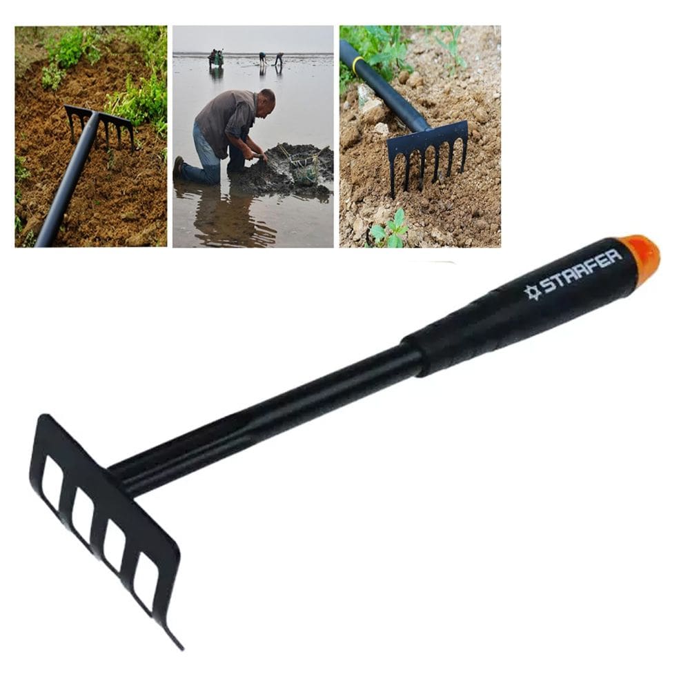 Ancinho de Mão 5 Dentes Jardim Jardinagem Ferramenta Ideal para Afofar o Solo e Retirar Folhas - Starfer