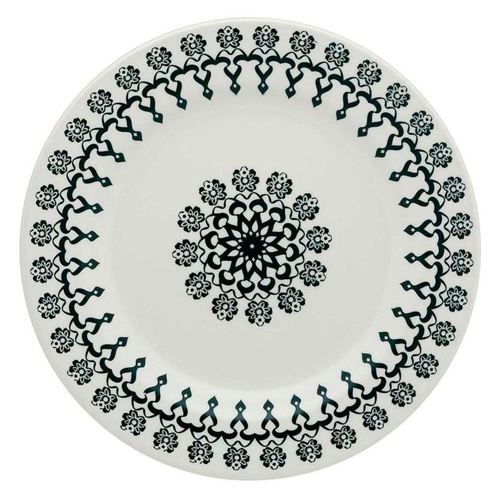 Prato Raso de Cerâmica Estampa Donna Folk 24cm 1 Unidade - Biona 061404