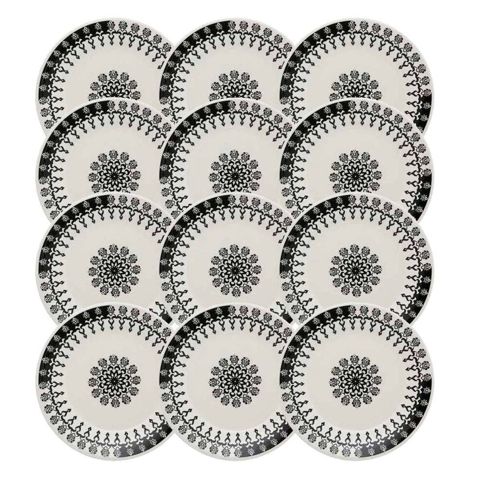 Prato de Sobremesa Cerâmica Estampa Donna Folk 18cm 12un - Biona 061394
