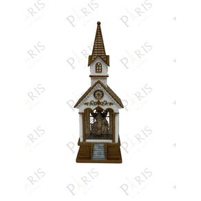 Peça Decorativa Igreja Natalina Sagrada Familia Musical com Led 28cm 14652-PL