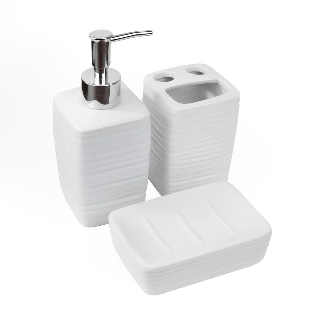 Jogo De Banheiro Branca De Cerâmica Com 3 Peças Lavabo