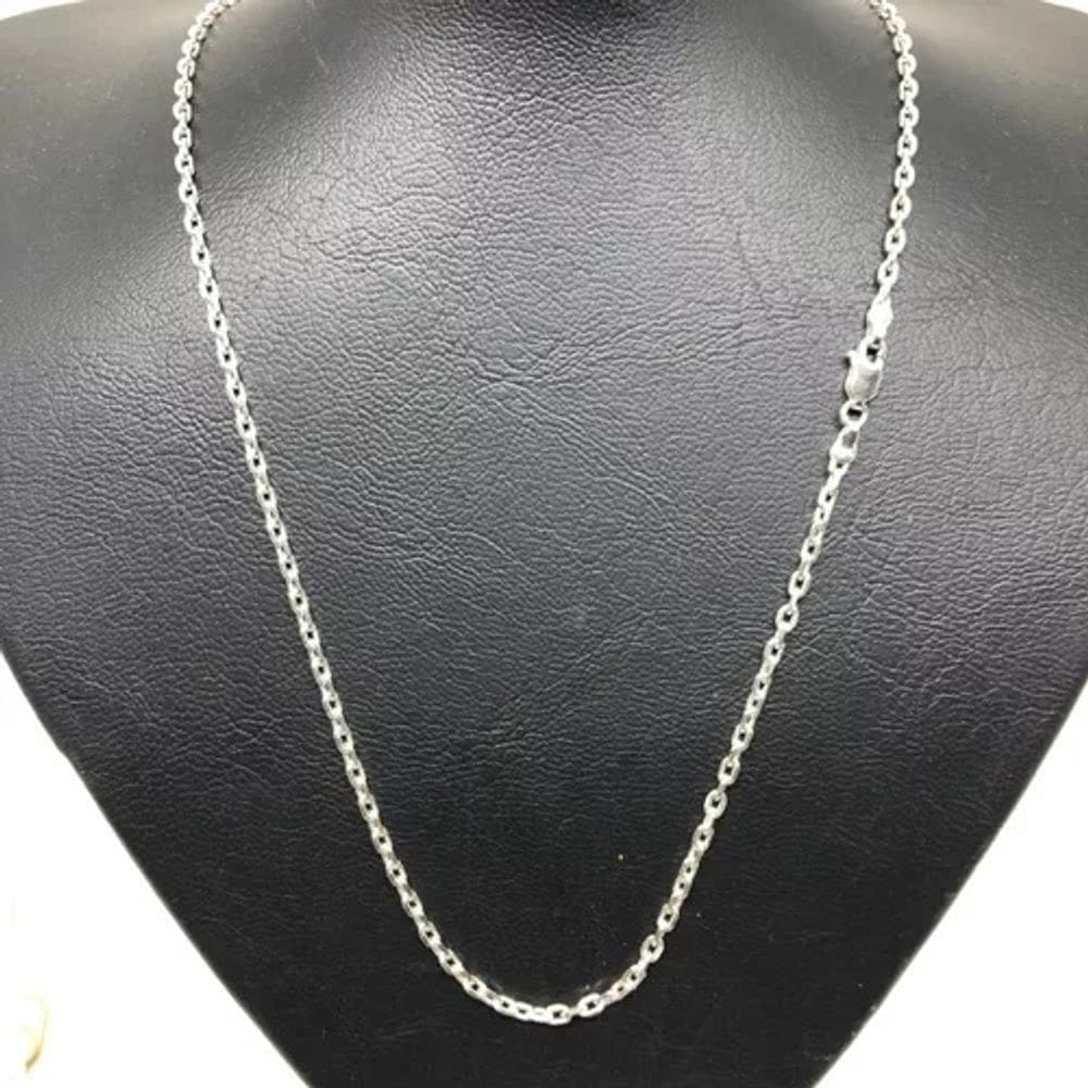 Corrente Cordão Prata 925 Maciça Kartie Cadeado Curta Italiana 3MM - 70CM