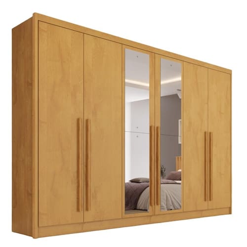imagem-Guarda Roupa Valência 6 Portas 6 Gavetas Espelhado MDF - MadeMarcs - Palha