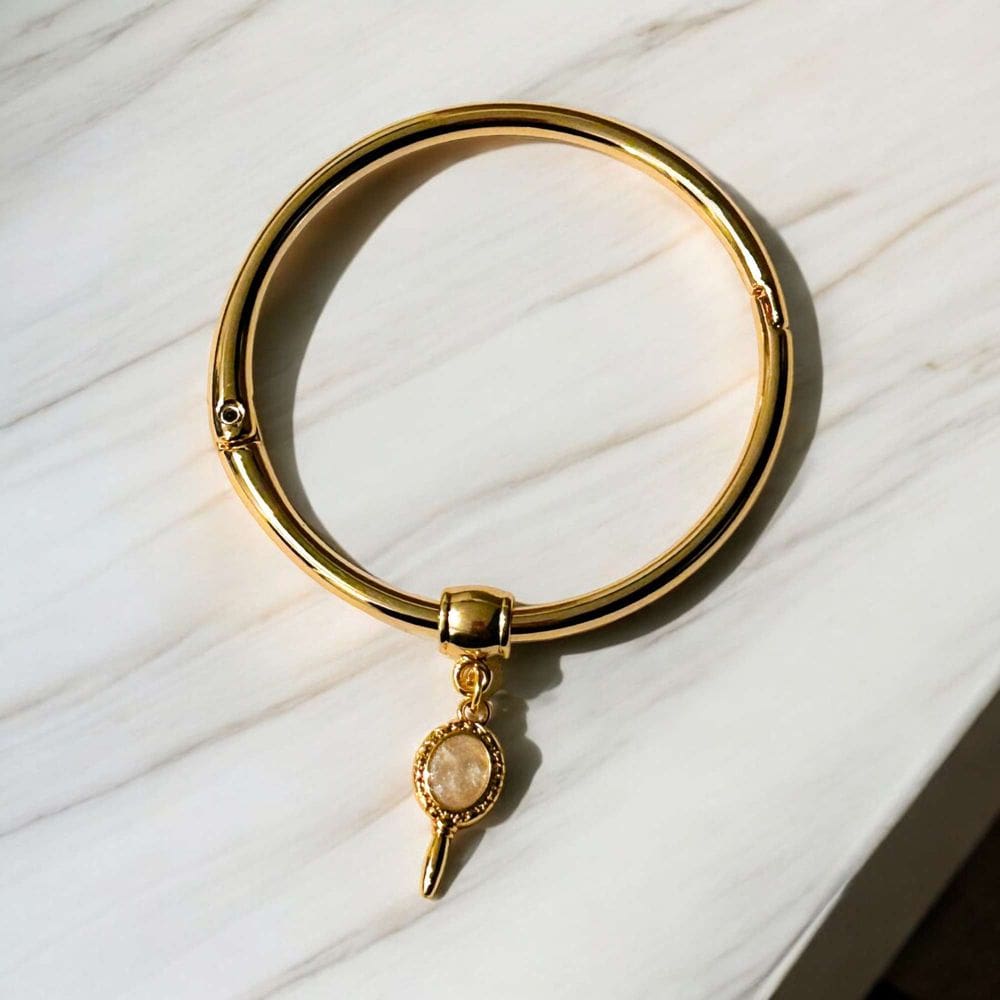 Bracelete Berloque Espelho -  Banhado em Ouro 18k