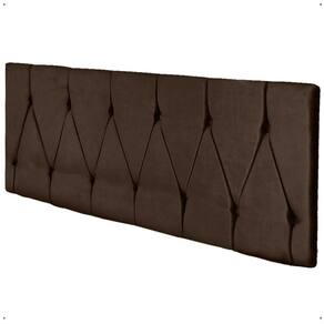 Cabeceira Parede Capitonê Estofado Suede Cama Box Queen 1,60 Quarto Casal Decoração Retrô - Marrom - RPM