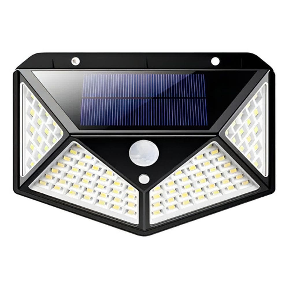 Luminaria Solar 100 LED Com Sensor De Presença Para Jardim E Área Externa a Prova D`Água Automática Acende ao Escurecer