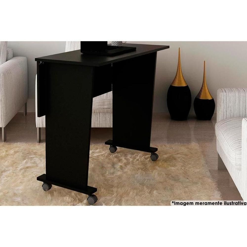 Mesa Multiuso Juvenil Dobrável Me4117 C/ Rodízios Preto - Tecno Mobili