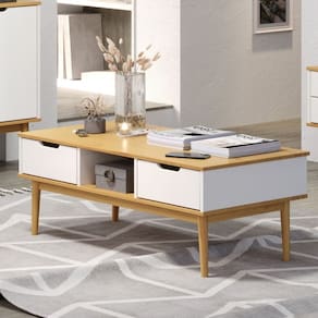 Mesa de Centro 2 Gavetas Nórdica Yescasa ROBLE/BRANCO
