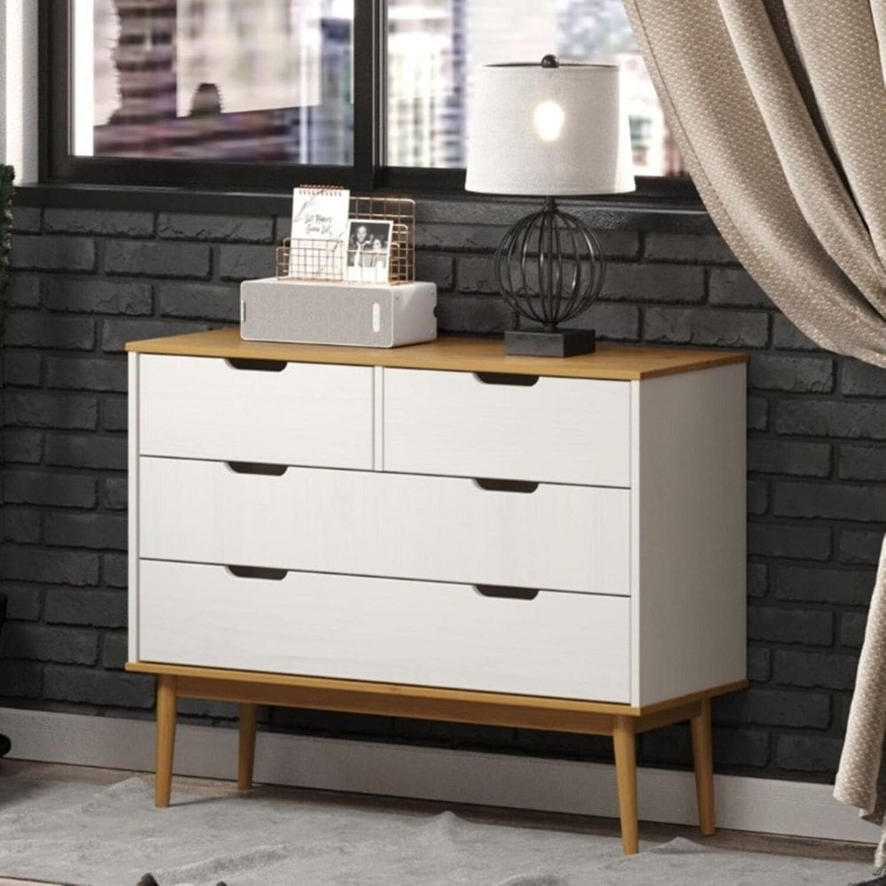 Comoda 2 + 2 Gavetas Nórdica Yescasa ROBLE/BRANCO