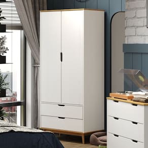 Armário 2 Portas 2 Gavetas Nórdica Yescasa ROBLE/BRANCO
