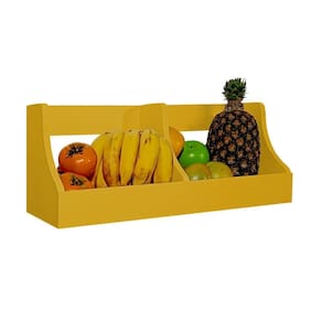 Fruteira Suspensa De Parede Prateleira Porta Legumes Cozinha Em Madeira Amarelo Laca