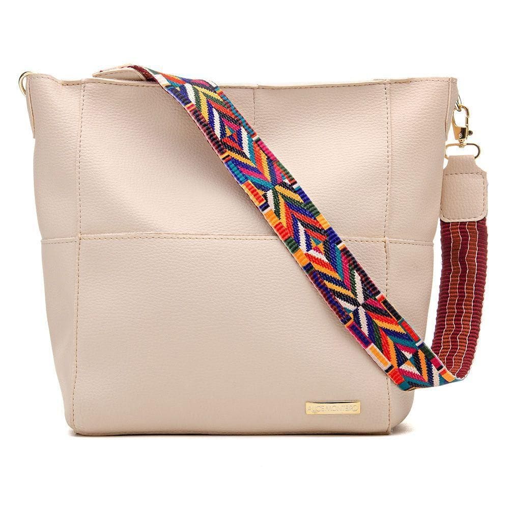 Bolsa Sacola Feminina Lisa Com Alça Colorida Removivel E Ziper